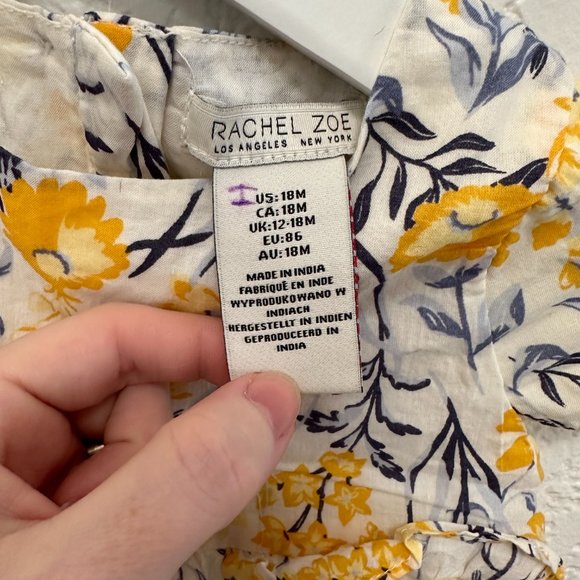 Rachel Zoe Yellow Floral Baby Jumpsuit 18M - Picture 8 of 10